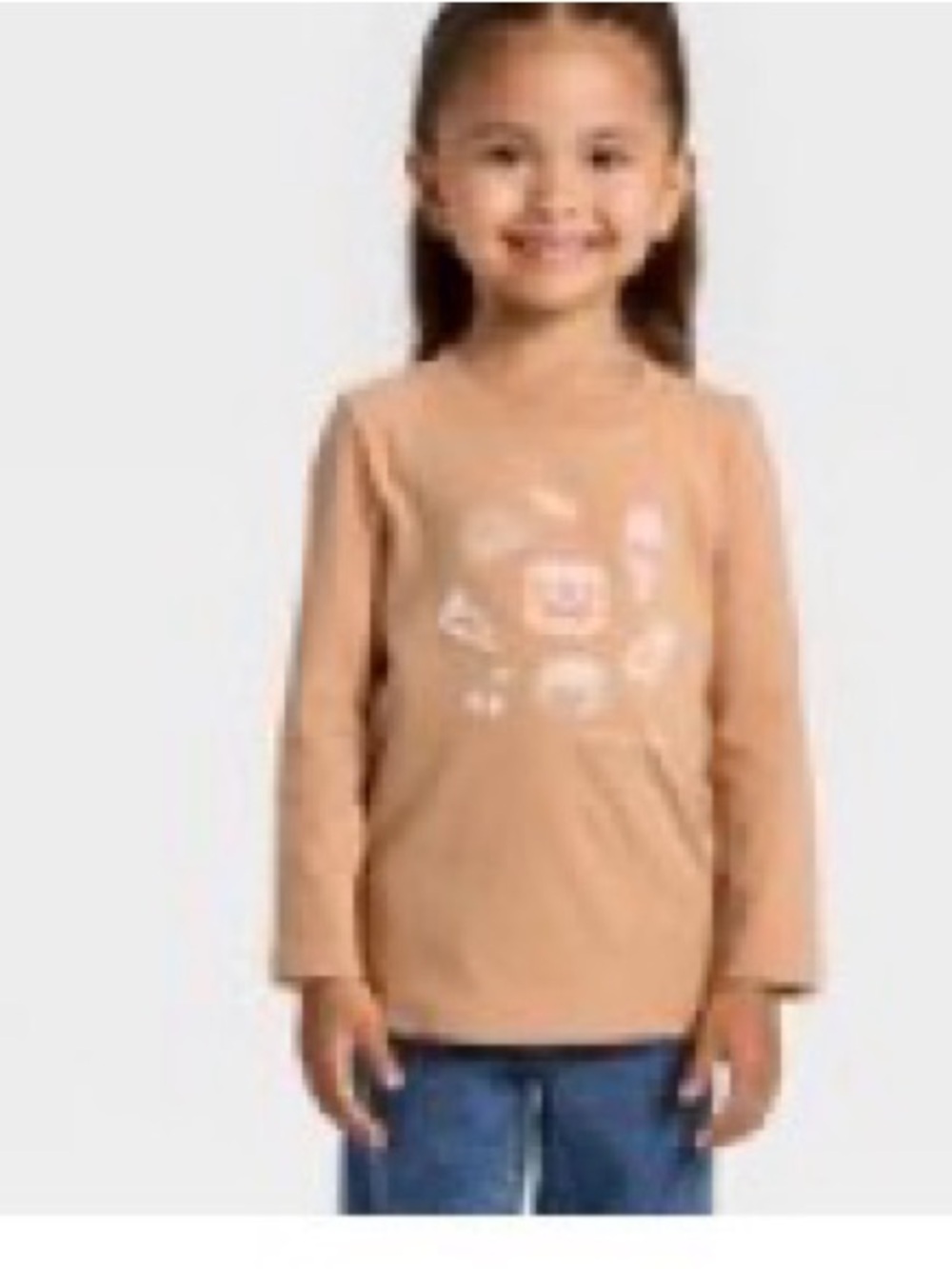 NWT 18m 🎂Cat &Jack  Girls' Long-Sleeve Graphic Tee in Tan